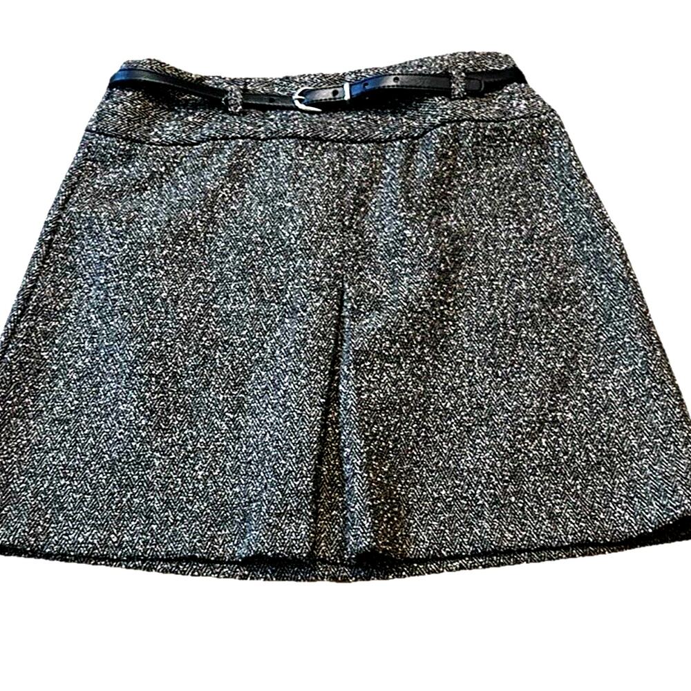 Vintage Y2K Skirt Wool Mini Plaid Low Rise Academia Grunge Punk Black Beige Sz 3